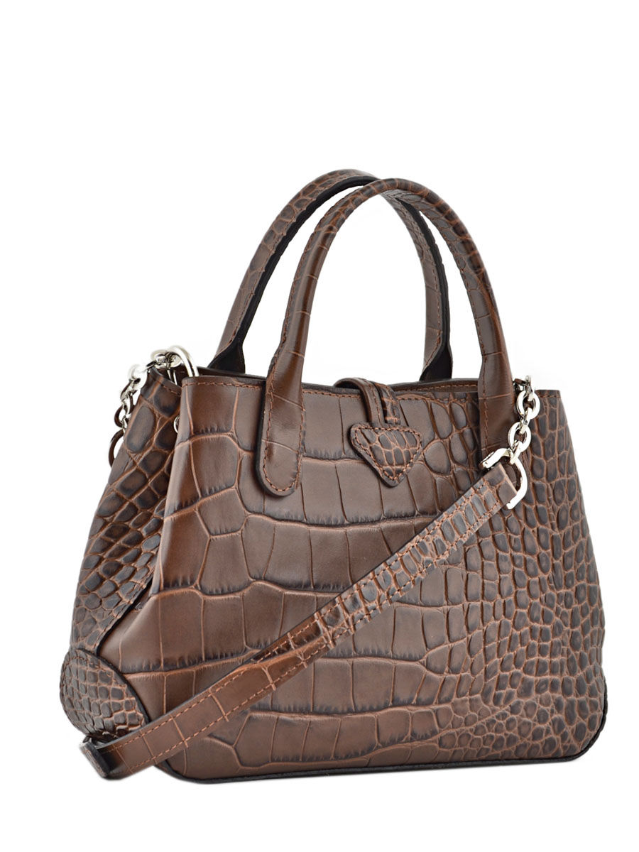 Sac port travers Longchamp Roseau croco marron en vente au meilleur prix