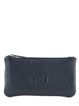 Porte-monnaie Cuir Nathan baume Bleu grained 105N