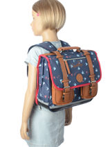 Cartable 2 Compartiments Cameleon Bleu vintage VINCA35-vue-porte