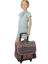 Cartable � Roulettes 3 Compartiments Cameleon Rose new basic NBACA41R-vue-porte