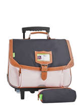 Cartable � Roulettes Avec Trousse Assortie Tann's Rose iconic 18-42123