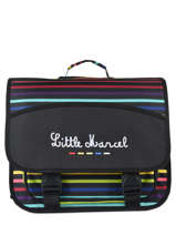 Cartable 2 Compartiments Little marcel Noir raye 8874