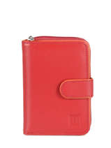 Purse Leather Hexagona Red multico 227377