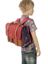 Cartable Gar�on 2 Compartiments Cameleon Bleu vintage print boy VIB-CA35-vue-porte