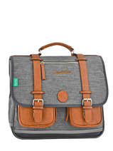 Cartable Enfant 3 Compartiments Cameleon Gris vintage chine VIN-CA41