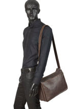 Leather Destroy Messenger Bag Arthur et aston Black destroy 62-1075-vue-porte