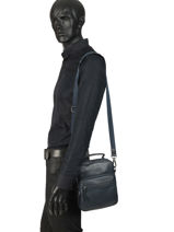 Sac Bandouli�re Foulonn� Cuir Etrier Bleu foulonne EFOU07-vue-porte