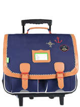 Cartable � Roulettes 2 Compartiments Tann's Bleu fantaisie garcon 43212