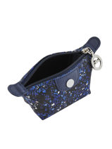 Longchamp Le pliage fleurs Porte-monnaie Bleu-vue-porte