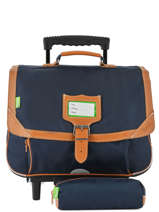 Cartable � Roulettes Avec Trousse Assortie Tann's Bleu les unis 42111