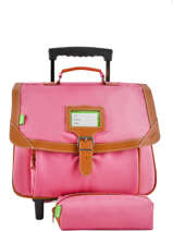 Cartable � Roulettes Avec Trousse Assortie Tann's Rose les unis 42116
