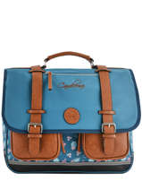 Cartable Fille 3 Compartiments Cameleon Bleu vintage print girl VIG-CA41