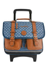 Cartable � Roulettes Fille 2 Compartiments Cameleon Bleu vintage print girl VIG-CR38