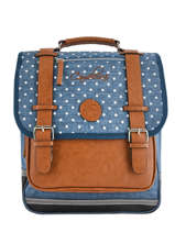Sac � Dos Fille 2 Compartiments Cameleon Bleu vintage print girl VIG-SD38
