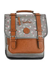 Sac � Dos Fille 2 Compartiments Cameleon Gris vintage print girl VIG-SD38