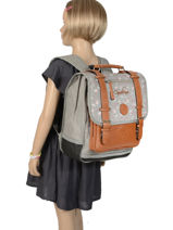 Sac � Dos Fille 2 Compartiments Cameleon Gris vintage print girl VIG-SD38-vue-porte