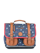 Cartable Fille 2 Compartiments Cameleon Bleu vintage print girl PBVGCA35