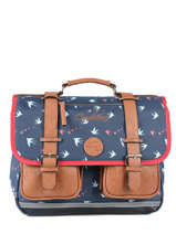 Cartable Fille 2 Compartiments Cameleon Bleu vintage print girl PBVGCA38