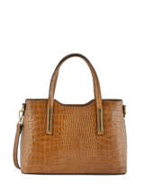 Sac Trap�ze Croco Cuir Milano Marron croco CR15116