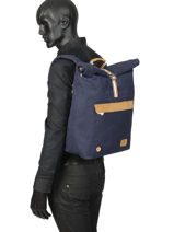 Sac � Dos Roll Top Cycling Cotton Faguo Bleu cotton 19LU0141-vue-porte