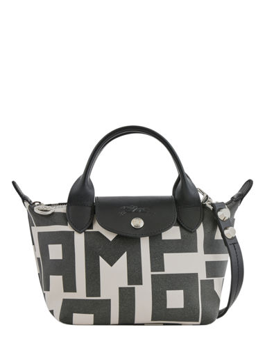 Longchamp Le mini pli cuir max impr lgp Handbag Beige