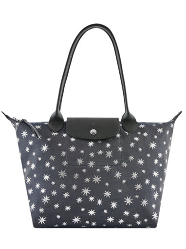 Longchamp Le pliage jacquard etoiles Hobo bag Black