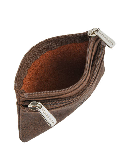 Porte-monnaie Zippé Cuir Hexagona Marron instinct 667292 vue secondaire 2