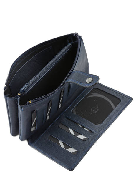 Porte-monnaie Cuir Etrier Bleu blanco 600907 vue secondaire 2