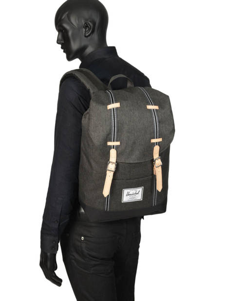 Backpack 1 Compartment Herschel Black offset 10066-O other view 2