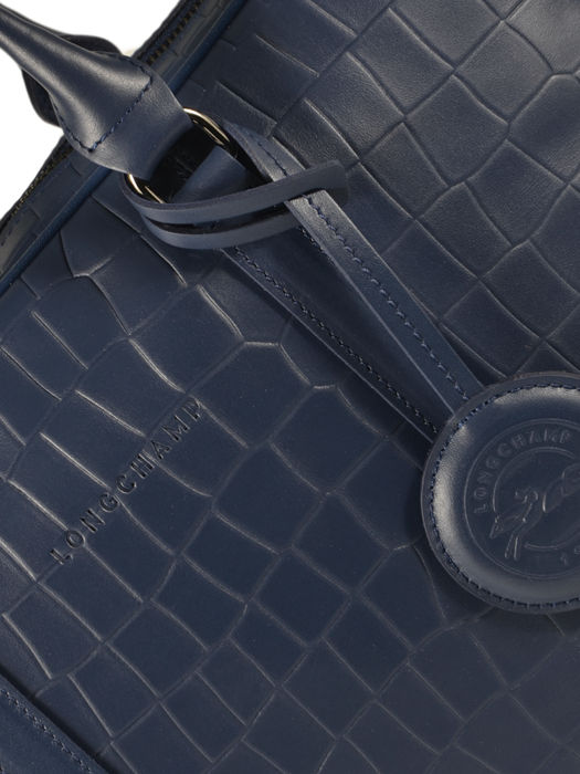 Longchamp Croco block Briefcase Blue